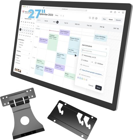 Touchscreen Digital Calendar: 27 inches Touchscreen Digital Calendar Wall Planners, Smart Whiteboard Calendar for Chore Chart & Work Schedule, Built in Speakers and Camera, Wall Mount & Desk Stand Included (Black, 27) in Saudi Arabia