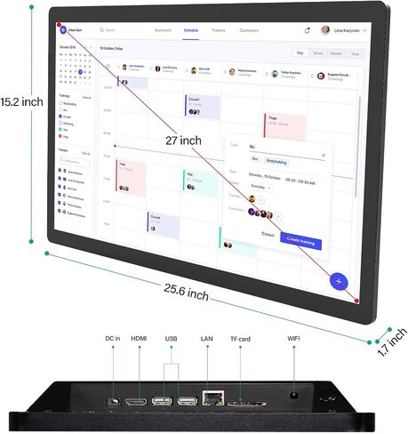 Touchscreen Digital Calendar: 27 inches Touchscreen Digital Calendar Wall Planners, Smart Whiteboard Calendar for Chore Chart & Work Schedule, Built in Speakers and Camera, Wall Mount & Desk Stand Included (Black, 27) in Saudi Arabia