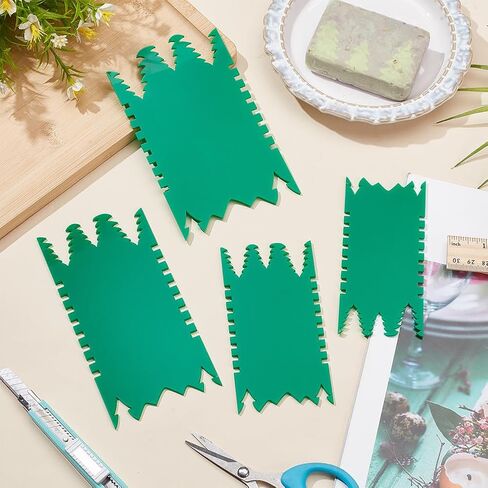 FINGERINSPIRE 4 PCS Acrylic Soap Template Soap Scraper Shaping Tool Sea Green Acrylic Soap Making Kits Tree Shape Soap Sculpture Tools Soap Shaping Tools for Soap Sculpture Soap Making and Decoration in Kuwait