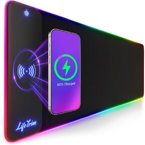 الشاحن اللاسلكي LED Mousepad 35.5 × 12 بوصة RGB PAD Mouse PAD 10 أوضاع الضوء 4 مم من لوحة مكتب ألعاب كبيرة سميكة