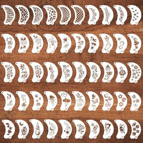 50pcs الوجه للطلاء الوجه - أجسام قابلة لإعادة الاستخدام ووجه الوجه مع النباتات والحيوانات والأشباح والهياكل العظمية وأنماط الوشم لمكياج الحفلات والعطلات