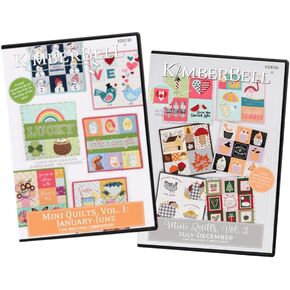 حزمة Kimberbell Mini Meailts Vol 1 & 2-12 تصميمات طفاة من الجهاز الموسمي (Jan-Dec) أو 12x12 Mini لحاف لـ 5x7 أو الأطواق الكبيرة ، تشمل ملفات SVG لآلات القطع