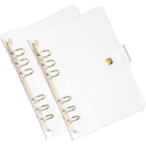 PATIKIL A5 غطاء الموثق الصافي ، 2pcs ناعمة PVC فضفاضة الورقة واقي الحامي القابلة لإعادة تعبئة دفتر الحمام مع إغلاق زر SNAP