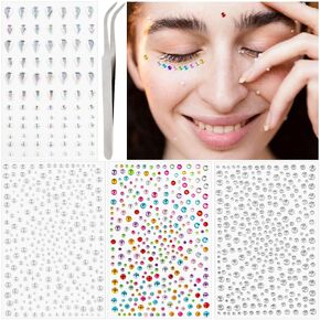 ملصقات الأحجار الكريمة 1050 PCS لؤلؤة لؤلؤي الماس الدموع الجوهرية ، أحجار الراين للبلاغى ، المجوهرات اللامعة للشعر ، فن الأظافر ، العين ، الوجه ، الماكياج مهرجان مهرجان ، حرف ديي إلخ.