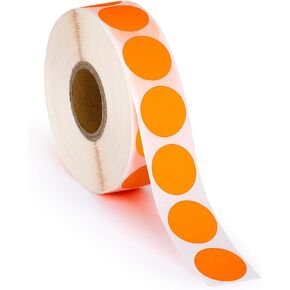 2000pcs Neon Orange Dot Label Roll ، قطر 3/4 بوصة ، ملصقات للمخزون ، ملصقات رمز الألوان ، ملصقات المؤسسة ، 1000/لفة (حزمة 2)
