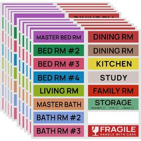 160pcs ملصقات متحركة مشفرة بالألوان ، ملصقات التعبئة للصناديق ، Home Moving Helper (1 "× 4.5")