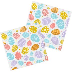 100 Easter Paper Napkins 10" x 10" Eggs Disposable Party Beverage Napkins Childrens Luncheon Dinner and Celebrations Napkins for Easter Holiday Spring Party Decorations