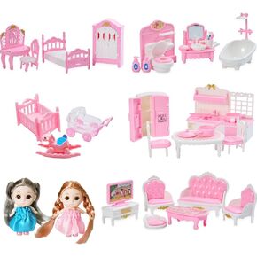 40 PCS Dollhouse Furniture Associory مجموعة مصغرة الأثاث الصغير دمى Dolls Dolls People Playhouse Family Toys Gift 1:12 Bedroom Bedroom Bathroom Boy Girl Toddler Kid 3y+