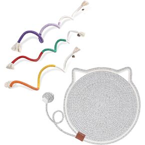 15.7 '' Natural Cotton Rope Cat Scratch Pad + 3 PCS Cotton Rope Toys