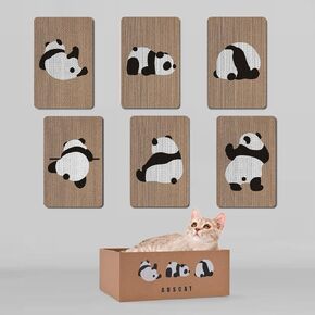 Auscat Catboard Cat Wall Scratcher ، 7 لوحات خدش القط مع صندوق ، وسادات خدش القط المثبتة على الحائط للقطط الداخلية ، واقي الأثاث ، ونمط الباندا ، 14.5 "× 9.3"