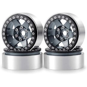 Rclions 4pcs Aluminium سبيكة 1.9 "Beadlock عجلات من 1/10 RC Crawler Car Axial SCX10 ، SCX10 II ، TRX4 (التيتانيوم)