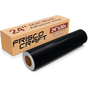 Frisco Craft Matte Black Permanent Vinyl - Black Vinyl Roll - Permanent Outdoor, Water & Weather-Resistant with Siliconized Backing - Adhesive, Matte (24" x 30ft)
