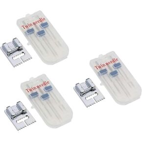 3 Set Silver Twin Brother Stretch Machine Needle Double Needle for Brother Singer Sewing Machine Needles Double Twin Needles Pins Sewing Machine Domestic Sewing Machine Sewing Machine Needle