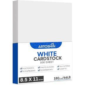 100 Pack White Cardstock 8.5 × 11 ورقة شهادة ، 65 رطل/180 GSM ، ورقة طابعة أسهم بطاقة لحفلات الزفاف ، صناعة البطاقات ، طباعة المكاتب ، الدعوات ، بطاقات DIY