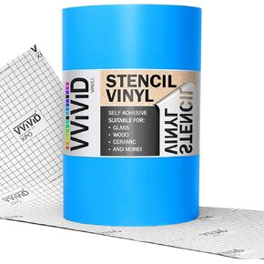 VVIVIDY LOW-TACK Blue Self-Admive Vinyl Stency Film Roll (24in × 30 قدمًا)