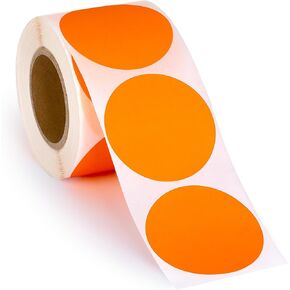 300pcs Neon Orange Dot Label Roll ، قطر 2 بوصة ، ملصقات للمخزون ، ملصقات رمز اللون ، ملصقات المؤسسة