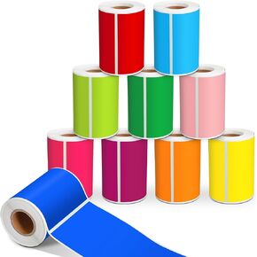 Chuangdi 10 Rolls Stickers Labels for Labeling Rectangular Color Coding Labels Stickers Adhesive Label Solid Colors Tags for Inventory Organization File (3 x 5 Inch)