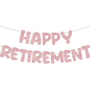 Fulmoon Pre Strung Happy Retirement Banner Glitter Signment Sign Funder Security Decore Decore Decorations Secorations formans for Men Women Gifts (Navy Blue)