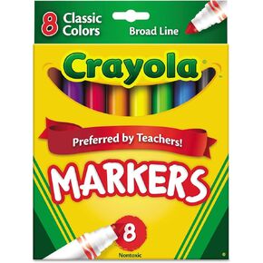 Crayola 587708 Non-Washable Markers, Broad Point, Classic Colors, 8/Set