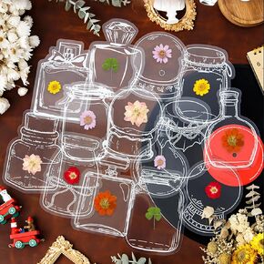 مرجعية زهرة مجففة شفافة ، 40pcs مجموعة إشارة مرجعية مجففة ، مرجعية زهرة مجففة يدويًا ، إشارة مرجعية شفافة مصنوعة يدويًا (C01 ، 40 PCS)
