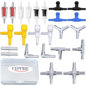 Aquarium Air Pump Accessories Fish Tank Oxygen Regulator 15 Pieces Plastic Air Control Valve Tube Pipe Fitting with Portable Box