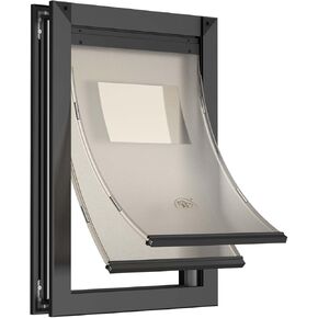 [MAVRICPOWER] Aluminum Medium Dog Door with 2 Magnetic Flaps, Doggie Door for Interior and Exterior Door, Pet Door for Small Dogs Up to 40 lbs