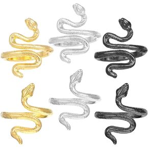 Synhhergyx 6 PCS حلقة الكروشيه الأفعى لإصبع الكروشيه قابلة للكروشيه خاتم التوتر حلقة الغزل الأفعى للكروشيه لهدايا الأم الجدة (محاصر)