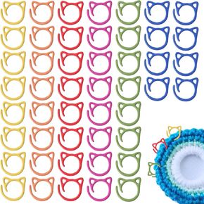 48 PCS علامات غرزة للكروشيه ، علامات غرزة الكروشيه المعدنية ، شكل قط ، مع صندوق تخزين ، مناسب لعشاق الحياكة (ألوان متعددة)