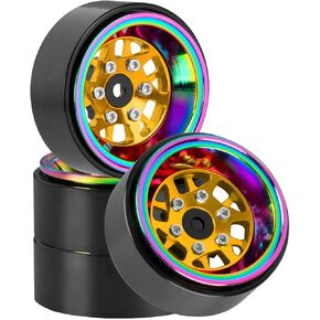 RC 1.3 حافات عجلة Beadlock لـ 1/18 TRX4M ، حلبة حلقة عجلات من ألومنيوم سبيكة Beadlock ، 4pcs RC Off Road Road Rally Truck Rims ، أصفر