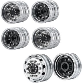 RC-Hub 6pcs Aluminum Alloy Front and Rear Wheels Rims for 1/14 Tamiya Truck Climbing Tractor Trailer Cargo RC Car
