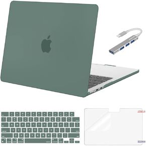 MOSISO Compatible with MacBook Air 13 inch Case 2025 2024 2023 2022 M4 A3240 M3 A3113 M2 A2681,Plastic Hard Shell&Keyboard Cover&Screen Film&4 Ports USB Hub for MacBook Air 13.6 inch, Chalk Pink