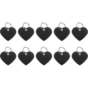 uxcell 10Pcs Aluminum Engraving Blanks Tags, Metal Blank Tags Stamping Heart Shape with 10 Keychain Blank Bulk Dog Tag for DIY Personalized Pet Tag, Black in Kuwait