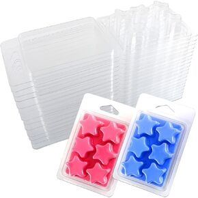 Milivixay 25 Packs Phetacle Shape Clamshells for Tarts Wax Melts-Wax Melt Containers-6 Cavity Clear Varme Plastic Wax Melt.