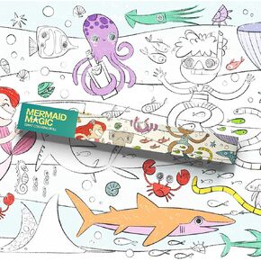 Mermaid Underwater 30ft Roll Coloring Roll for Kids - Crazy Little Books Fun Arts & Crafts Kit - Preschool Educational Motor Motor Markets & Creativity Development