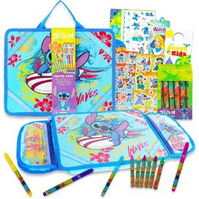 مجموعة مكتب Lilo و Stitch Art - حزمة مع مكتب لفة غرزة مع أواني التلوين والملصقات والمزيد | طقم الفنون والحرف اليدوية