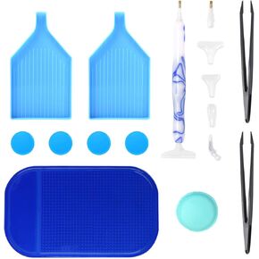 16pcs Diamond Art Drill Pen DIY Diamond Painting Tools Diamond Art Storage Tray with Multiple Sizes Painting Pens Screw Thread Tips Craft Tweezers for Art Crafts