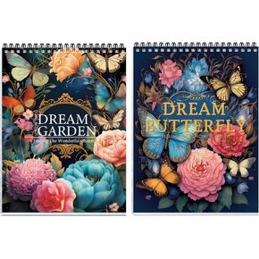 كتب تلوين Adevian 2pcs لتلوين البالغين للنساء الحلزوني صفحة واحدة من جانب الهدايا تصميم الفنون والحرف اليدوية للنساء للاسترخاء
