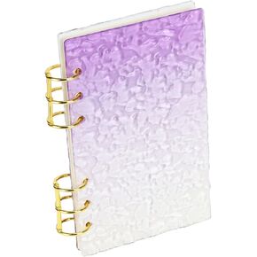 Koqye A6 Acrylic Notebook Binder 6 Ring ، Leaf Leaf Planner Binder 90 Sheets تعبئة ورق ، تصميم مسطح ، حلقة جولة معدنية ذهبية (أسود ، A6)