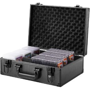 Toploader Storage Box for 3"x4" 35pt Rigid Cards – Waterproof, Anti-Skid, Lockable Trading Card Case Holds 600+ Toploaders, Compatible with Sports/Graded/TCG Cards, Black with Dividers & Key Lock