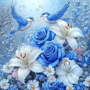 مجموعات الطلاء Newenmo Bird Diamonds للبالغين المبتدئين ، DIY 5D Floral Diamond Art Paint مع الماس الدائري ، مجموعة ألوان فنية كاملة الحفر مثالية لديكور الجدار المنزلي 12x12 بوصة