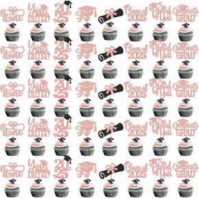 40PCS Teal Graduation Cupcake Toppers 2025 فئة زخارف التخرج من 2025 Cupcake Toppers 2025 تهانينا Cap Cap Decorations Party Party