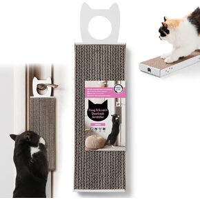 Necoichi Cardboard Hang & Scratch Doohnob Cat Scratcherfor Idour Cats - Cat Scratfer Board ، Cat Scratch Pad Thip مع قابلية الاستخدام القابلة للانعكاس والراحة الإضافية للجدار (البلوط)