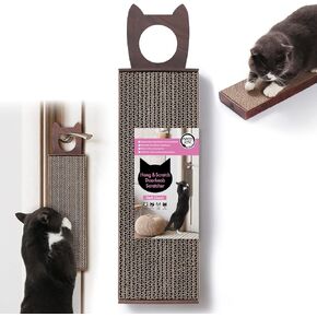 Necoichi Cardboard Hang & Scratch Doohnob Cat Scratcherfor Idour Cats - Cat Scratfer Board ، Cat Scratch Pad Thip مع قابلية الاستخدام القابلة للانعكاس والراحة الإضافية للجدار (البلوط) in Kuwait
