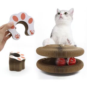 Cat Kurlz ، لعبة خدش Cat مع كرة ، Magic Organ Cat Scratch Board Toy Accordion Cat