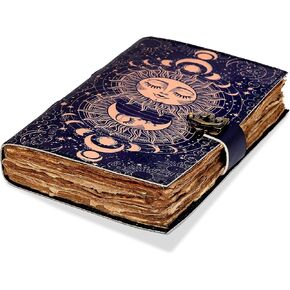 مجلة Sun & Moon المطبوعة ، مجلة Deckle Edge المصنوعة يدويًا ، مجلة Sun Moon Journal ، كتاب رسم جلدي ، دفتر جلدي ، مجلة جلدية للرجال ، مجلة جلدية للنساء ، Drawing Journal (8 × 6