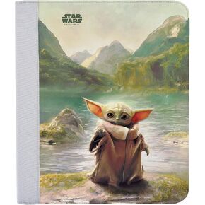 Erin Condren Large Standup Folio - Slate Blue with Star Wars Grogu's Path Classic Colorful Design | على نظام التنظيم GO للمخططين أو دفاتر الملاحظات أو المجلات أو أجهزة الكمبيوتر المحمولة أو الأجهزة اللوحية
