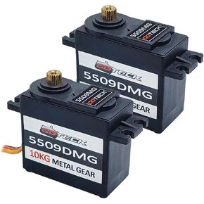 Goteck 2pcs 15kg Full Metal Gear Digital Servo ، مع 25T Servo Horn for RC Car Model Boat Poit Flex-Wing Toy Robot Robot Robot