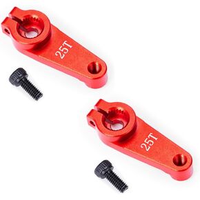 Rchubam Aluminium 25t Servo Horn 1/10 RC Arm Arm Server Rocker متوافق مع Futaba Savox Power HD HSP Servos Motor 1/10 RC Car Truck ، Red (2pcs 25t (15mm))