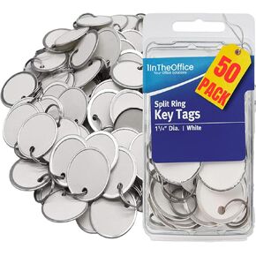 1 inTheOffice Key Tags with Ring ، علامات المفاتيح مع الملصقات ، 50 حزمة