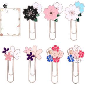 7PCS Cute Paper Clips Cherry Shaped Decorative Paper Clip Accessories, Large Size Colorful Flower Book Clips Office Supplies for Teacher & Students Desk Accessories Stationery for School